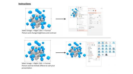 0814 Stock Photo Blue Cubes Flying Out Of Box PowerPoint Slide