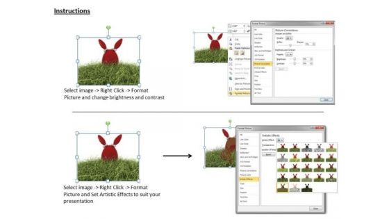 0814 Stock Photo Bunny Egg Over The Grass PowerPoint Slide