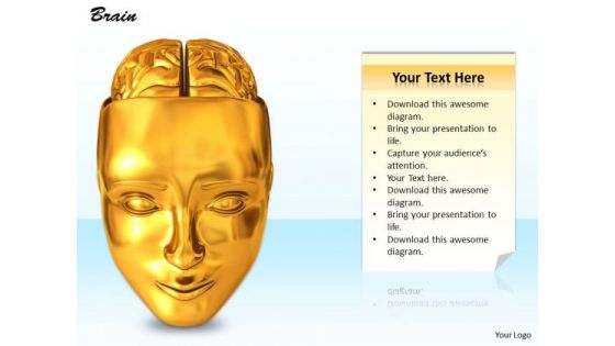 0814 Stock Photo Graphics Of Human Face With Brain PowerPoint Slide