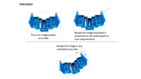 0814 Stock Photo Service Tools In Blue Box PowerPoint Slide