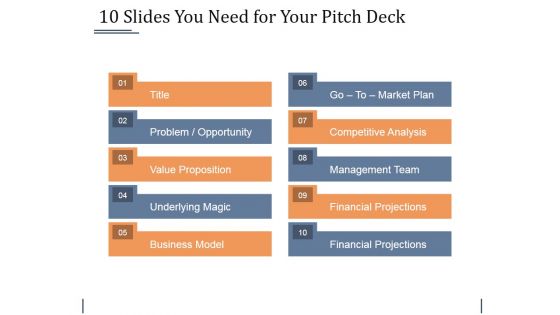 10 Slides You Need For Your Pitch Deck Ppt PowerPoint Presentation File Slideshow