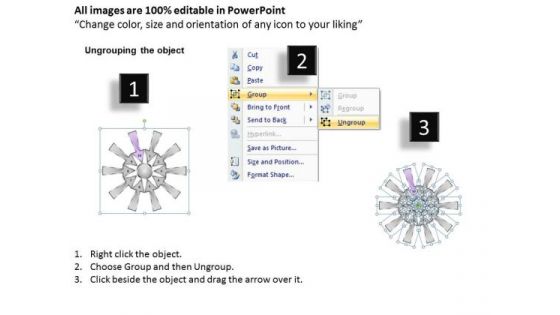 10 Converging Steps Of A Single Process Circular Flow Chart PowerPoint Templates