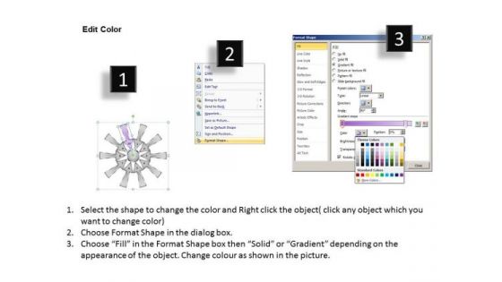 10 Converging Steps Of A Single Process Circular Flow Chart PowerPoint Templates