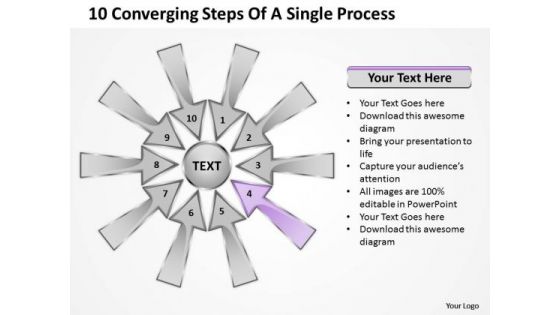 10 Converging Steps Of A Single Process Relative Circular Arrow Diagram PowerPoint Templates