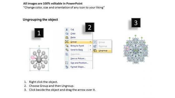 10 Diverging Stages Planning Process Diagram Ppt Circular Flow Network PowerPoint Slides