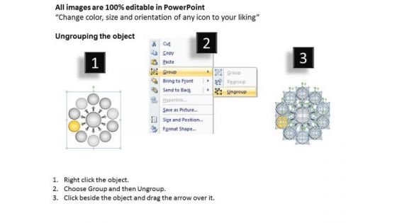 10 Stages Converging Business Process Cycle Chart PowerPoint Slides
