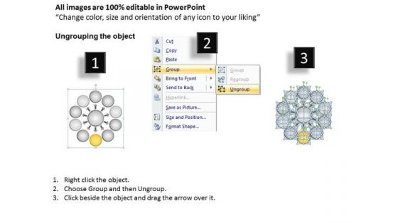 10 Stages Converging Business Process Cycle Layout Diagram PowerPoint Templates