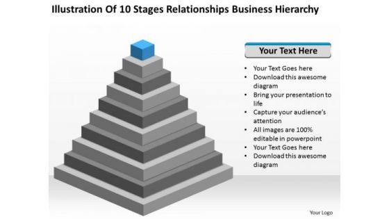 10 Stages Relationships Business Hierarchy Ppt Plan PowerPoint Slides