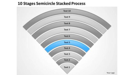 10 Stages Semicircle Stacked Process Business Plan Examples PowerPoint Templates