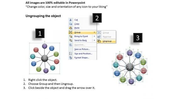 10 Stages Wheel Network Diagram PowerPoint Slides Star Diagram Ppt Templates