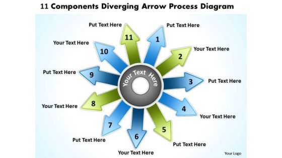 11 Components Diverging Arrow Process Diagram Ppt Circular Layout Network PowerPoint Templates 11 Components Diverging Arrow Process Diagram Ppt Circular Layout Network PowerPoint Templates