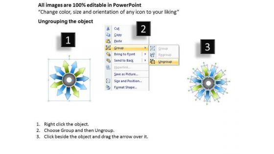 11 Components Diverging Arrow Process Diagram Ppt Circular Layout Network PowerPoint Templates