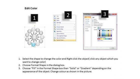 11 Stages Representing Diverging Circular Flow Chart Target PowerPoint Slides
