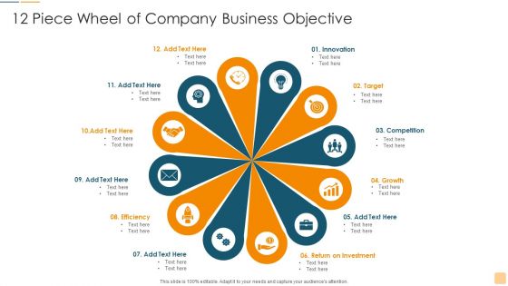 12 Piece Wheel Of Company Business Objective Ppt Ideas Graphics Template PDF
