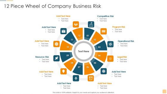 12 Piece Wheel Of Company Business Risk Ppt Summary Slides PDF