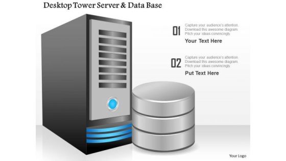 1 Desktop Tower Server And Database By The Side Showing Compute And Storage Ppt Slides