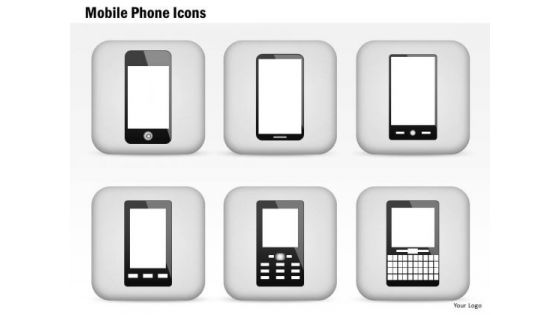 1 Mobile Phone Icons Iphone Blackberry Android Wireless Devices Ppt Slides