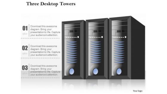 1 Three Desktop Towers Standing Side By Side With Blinky Lights Ppt Slides