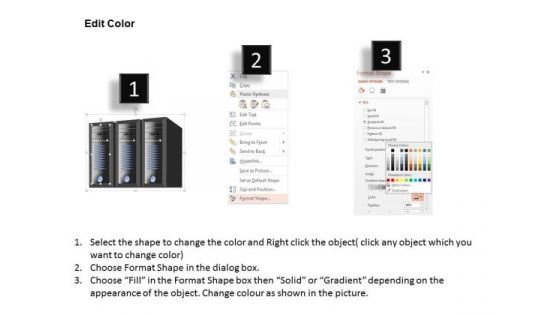 1 Three Desktop Towers Standing Side By Side With Blinky Lights Ppt Slides