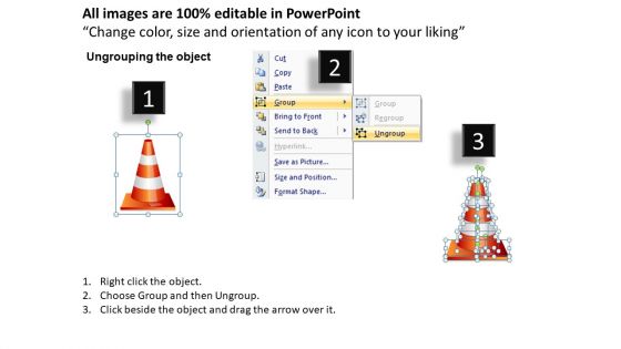 2013 To 2016 Pathway Using Road Cones PowerPoint Templates Ppt Slides Graphics