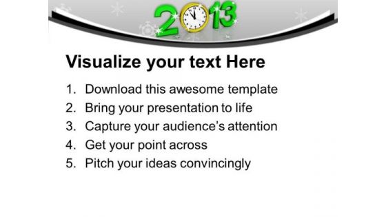 2013 Alarm Clock Over Green Background PowerPoint Templates Ppt Backgrounds For Slides 0113