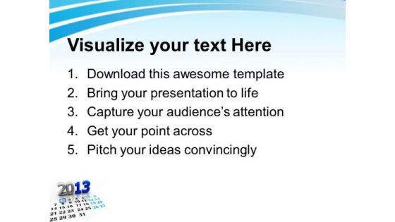 2013 Calendar New Year Holiday PowerPoint Templates Ppt Background For Slides 1112