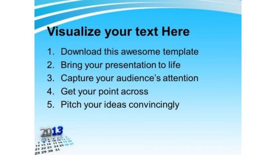 2013 Calendar New Year Holiday PowerPoint Templates Ppt Background For Slides 1112