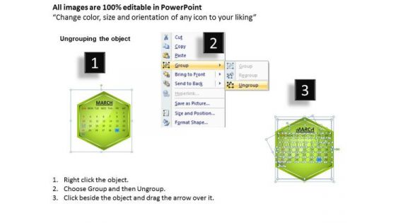 2013 March Calendar PowerPoint Slides Ppt Templates