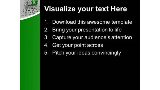 2013 New Year Calendar Holidays PowerPoint Templates Ppt Backgrounds For Slides 1112