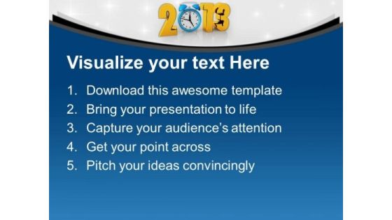 2013 New Year With Alarm Clock Holidays PowerPoint Templates Ppt Backgrounds For Slides 0113
