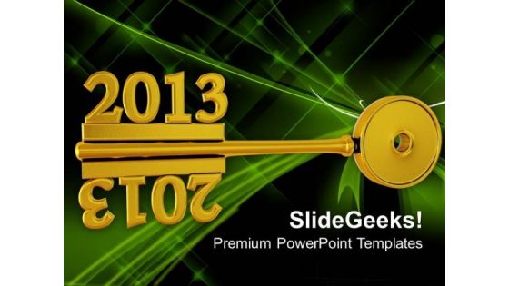 2013 On Golden Key New Year Business Concept PowerPoint Templates Ppt Backgrounds For Slides 1112