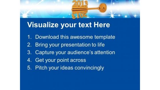 2013 On Golden Key New Year PowerPoint Templates Ppt Backgrounds For Slides 1112
