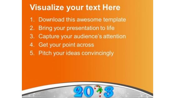 2013 Text In Blue With Candy Cane PowerPoint Templates Ppt Backgrounds For Slides 0113
