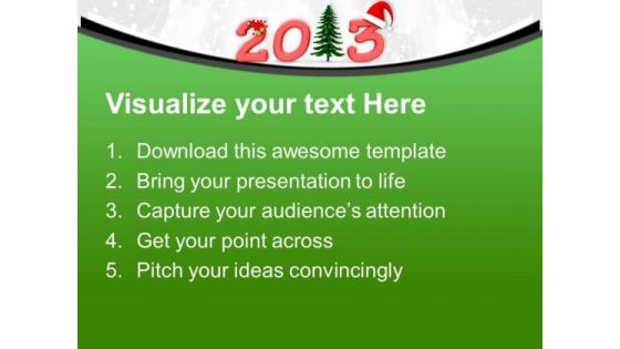 2013 With Christmas Tree Santa Cap Celebration PowerPoint Templates Ppt Backgrounds For Slides 0113