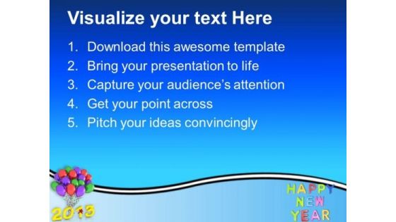 2013 With Colorful Balloons New Year PowerPoint Templates Ppt Backgrounds For Slides 1212