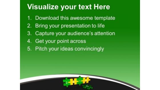 2013 With Green Yellow Puzzle Pieces PowerPoint Templates Ppt Backgrounds For Slides 0113