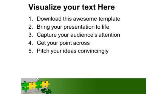 2013 With Green Yellow Puzzle Pieces PowerPoint Templates Ppt Backgrounds For Slides 1212