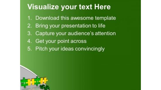 2013 With Green Yellow Puzzle Pieces PowerPoint Templates Ppt Backgrounds For Slides 1212