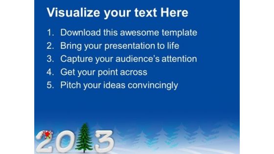 2013 With Pine Tree Christmas Background PowerPoint Templates Ppt Backgrounds For Slides 1212
