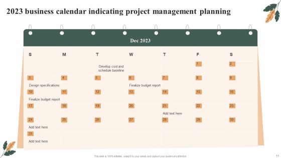 2023 Business Calendar Ppt PowerPoint Presentation Complete With Slides