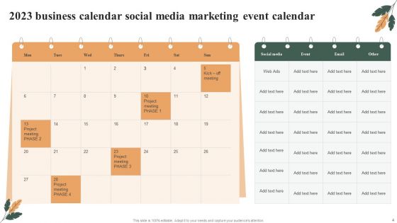 2023 Business Calendar Ppt PowerPoint Presentation Complete With Slides