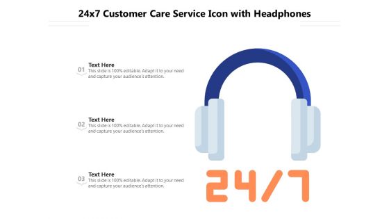 24 7 Customer Care Service Icon With Headphones Ppt PowerPoint Presentation Infographics Structure PDF