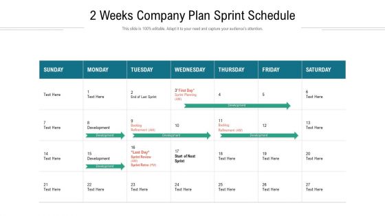 2 Weeks Company Plan Sprint Schedule Ppt Infographic Template Designs Download PDF