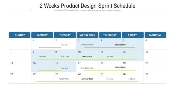 2 Weeks Product Design Sprint Schedule Ppt Infographics Examples PDF