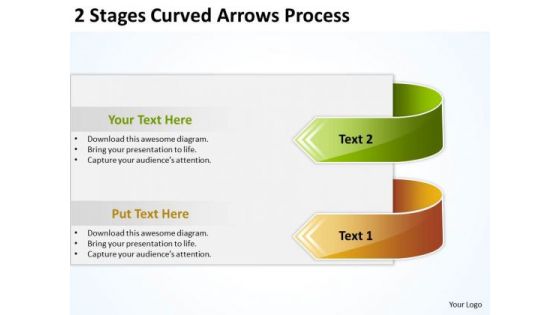 2 Stages Curved Arrows Process Business Planning PowerPoint Templates