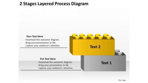 2 Stages Layered Process Diagram Business Plan Template PowerPoint Templates