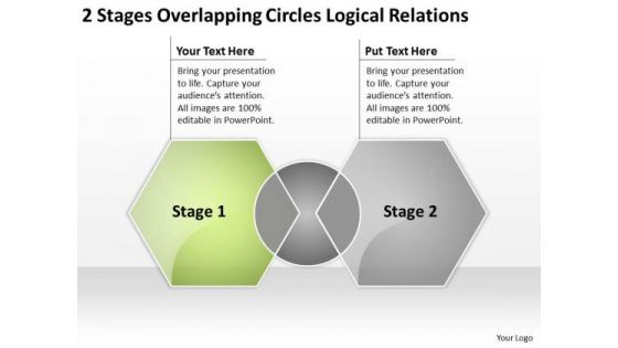 2 Stages Overlapping Circles Logical Relations Business Plan Worksheet PowerPoint Slides