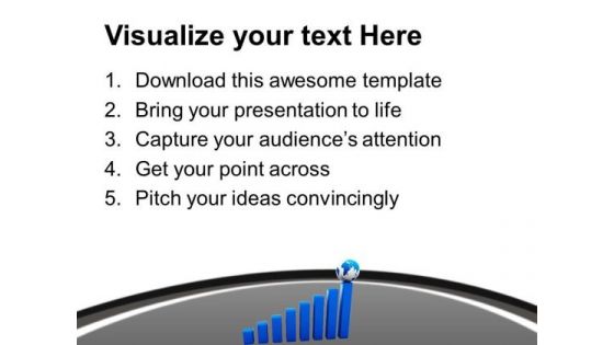 2d Linear Graph Reaching Globe Target Aim PowerPoint Templates Ppt Backgrounds For Slides 0113