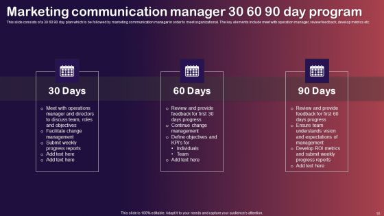 30 60 90 Day Communication Program Ppt PowerPoint Presentation Complete Deck With Slides