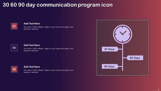 30 60 90 Day Communication Program Ppt PowerPoint Presentation Complete Deck With Slides